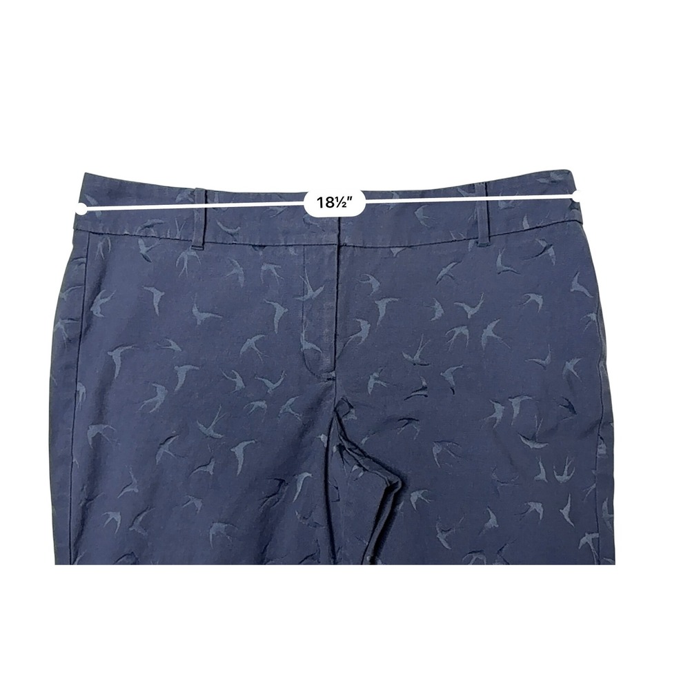 Ann Taylor Whimsical Bird Swallow Ankle Pants 14 Blue Nature - Picture 4 of 10